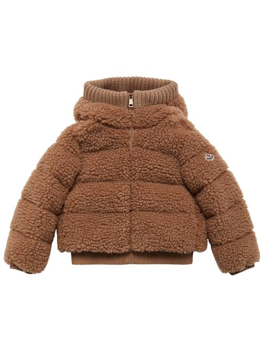 Moncler: Piumino Adalbertas in teddy techno - Beige - kids-girls_0 | Luisa Via Roma