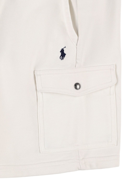 Polo Ralph Lauren: Shorts cargo in felpa di cotone - Bianco - kids-boys_1 | Luisa Via Roma