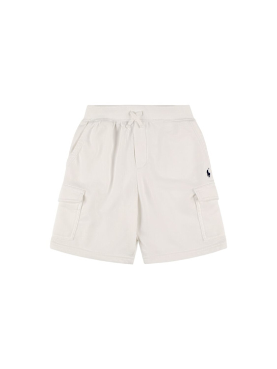 Polo Ralph Lauren: Shorts cargo in felpa di cotone - Bianco - kids-boys_0 | Luisa Via Roma