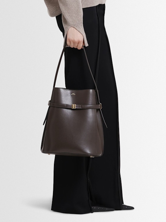 Toteme: Belted nappa leather bucket bag - Bark - women_1 | Luisa Via Roma