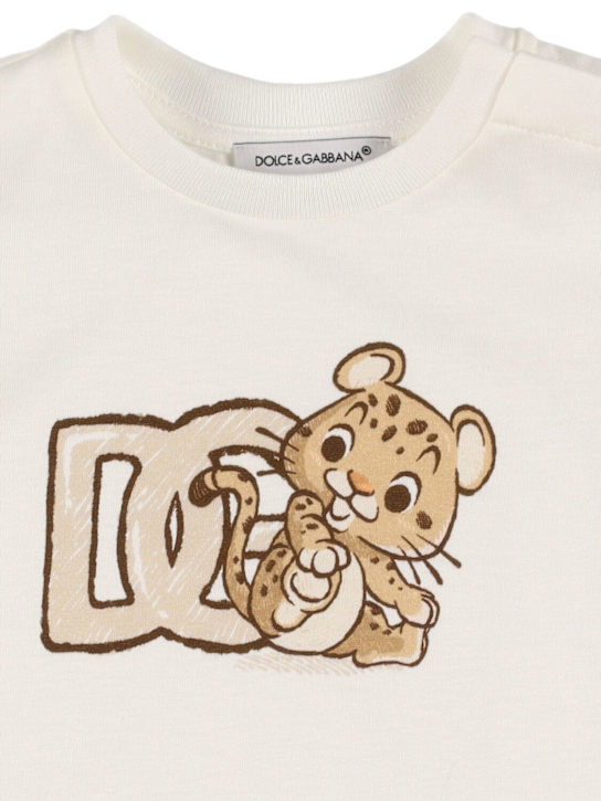 Dolce&Gabbana: Printed cotton jersey t-shirt - オフホワイト - kids-boys_1 | Luisa Via Roma