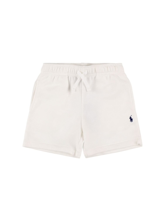 Polo Ralph Lauren: Shorts in felpa con ricamo logo - Bianco - kids-boys_0 | Luisa Via Roma