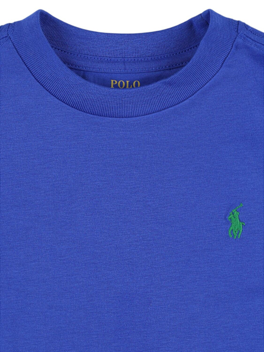 Polo Ralph Lauren: T-shirt in jersey di cotone con logo - Blu - kids-girls_1 | Luisa Via Roma