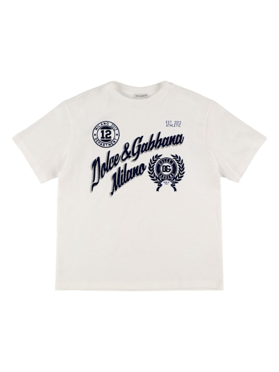 Dolce&Gabbana: Printed cotton jersey t-shirt - ホワイト - kids-boys_0 | Luisa Via Roma