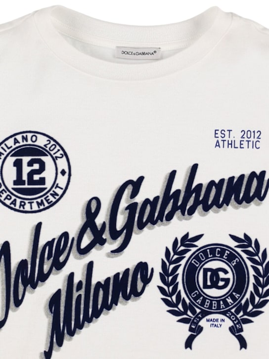 Dolce&Gabbana: Printed cotton jersey t-shirt - ホワイト - kids-boys_1 | Luisa Via Roma