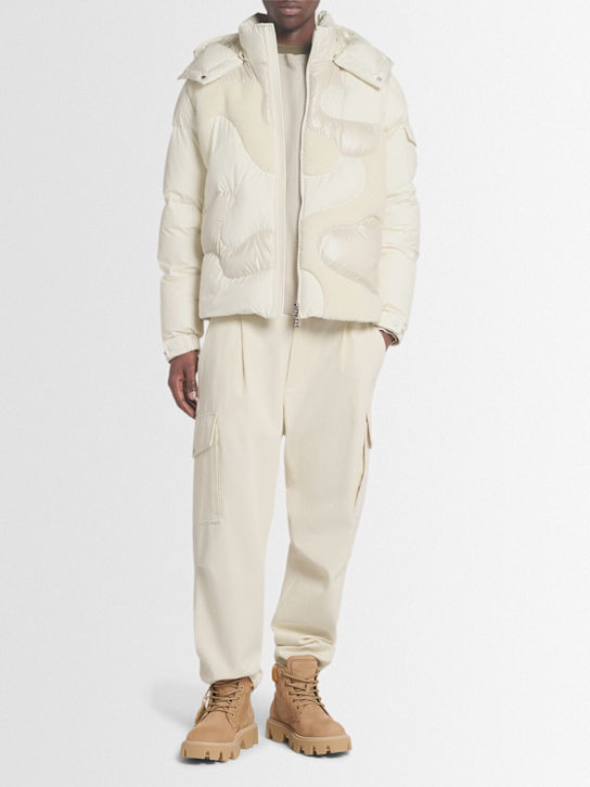 Moncler: Candes tech intarsia down jacket - White - men_1 | Luisa Via Roma