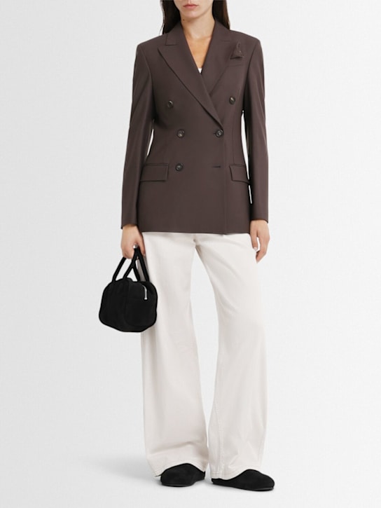 Brunello Cucinelli: Double breast tailoring blazer - Brown - women_1 | Luisa Via Roma