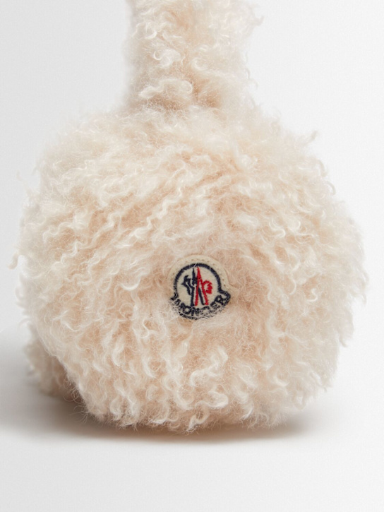 Moncler: Padded tech teddy ear muffs - Light Beige - women_1 | Luisa Via Roma