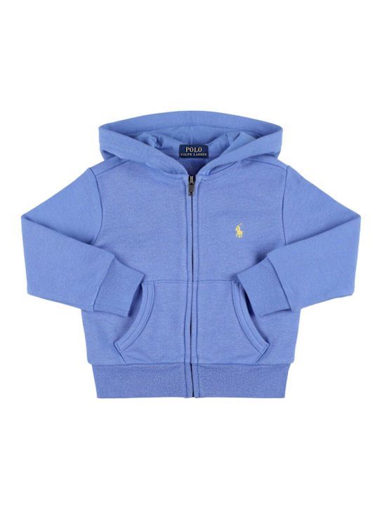 Polo Ralph Lauren: Felpa in misto cotone con zip, cappuccio e logo - kids-boys_0 | Luisa Via Roma