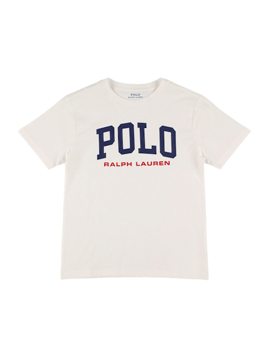 Polo Ralph Lauren: T-shirt in jersey di cotone con logo - kids-boys_0 | Luisa Via Roma
