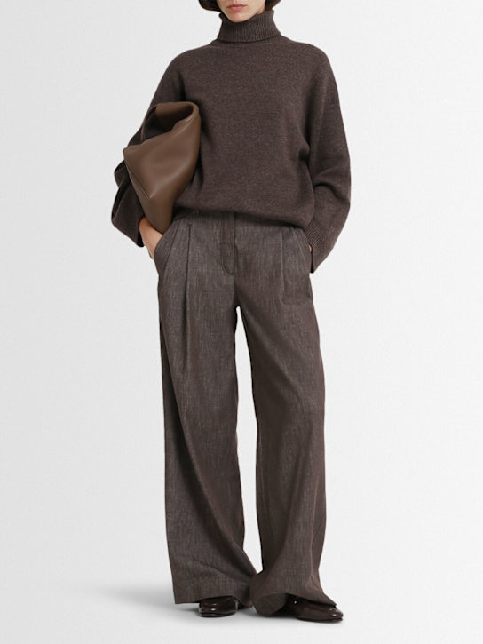 Brunello Cucinelli: Wide pence jeans - Brown - women_1 | Luisa Via Roma