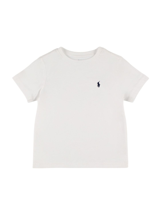 Polo Ralph Lauren: T-shirt in jersey di cotone con logo ricamato - kids-girls_0 | Luisa Via Roma