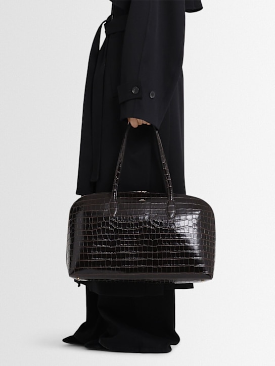 Toteme: Day croc embossed leather tote bag - Dark Chocolate - women_1 | Luisa Via Roma