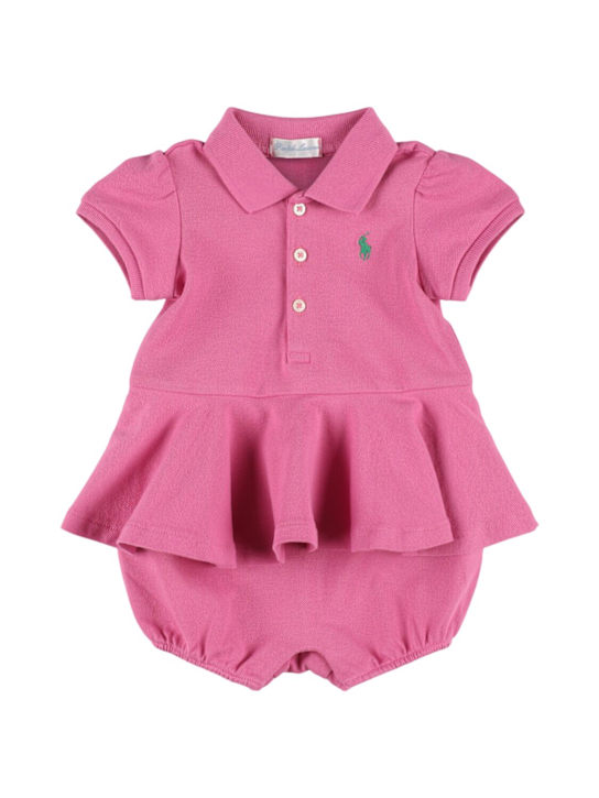 Polo Ralph Lauren: Cotton blend romper w/ logo - kids-girls_0 | Luisa Via Roma