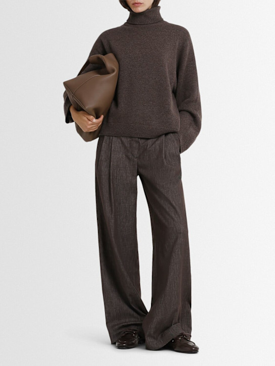 Brunello Cucinelli: Knit turtleneck sweater - Dark Brown - women_1 | Luisa Via Roma