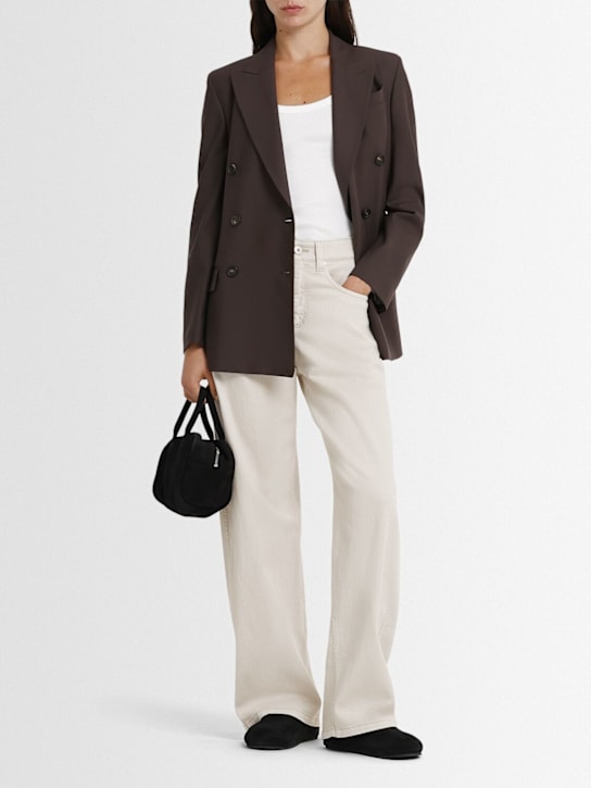 Brunello Cucinelli: Denim wide leg jeans - White - women_1 | Luisa Via Roma