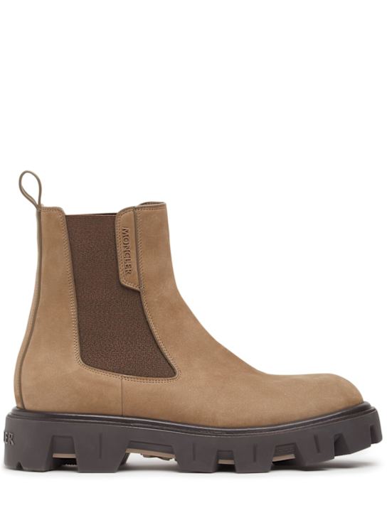 Moncler: Peak City leather Chelsea boots - Beige/Brown - men_0 | Luisa Via Roma