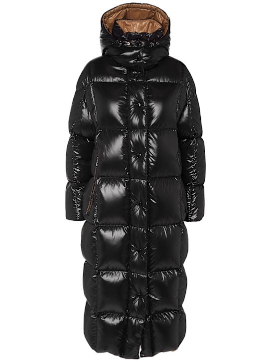 Moncler: Parnaiba long shiny nylon down jacket - Schwarz - women_0 | Luisa Via Roma