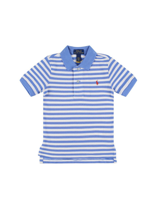 Polo Ralph Lauren: Polo in cotone piqué a righe - Blu/Bianco - kids-boys_0 | Luisa Via Roma