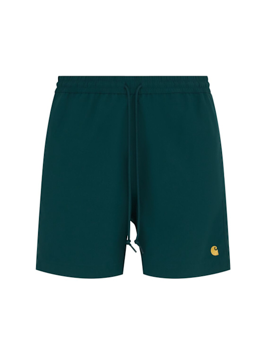 Carhartt WIP: Chase swim shorts - Dark Fir/Gold - men_0 | Luisa Via Roma