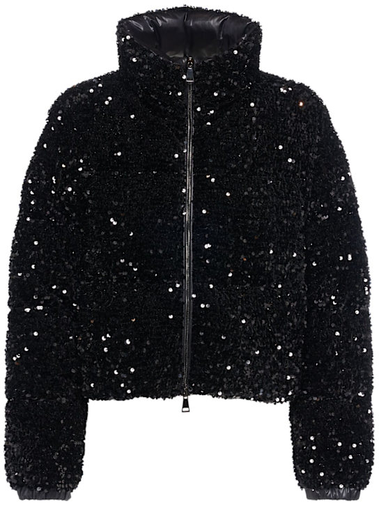 Moncler: Doudoune technique à sequins Louvi - Noir - women_0 | Luisa Via Roma