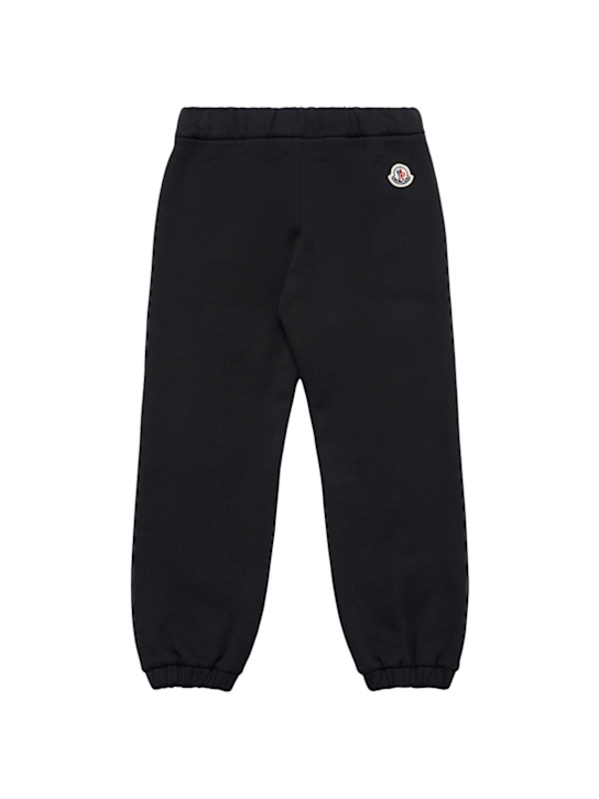 Moncler: Cotton track pants - ブラック - kids-boys_0 | Luisa Via Roma