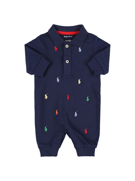Polo Ralph Lauren: Tutina in cotone interlock con logo - kids-boys_0 | Luisa Via Roma