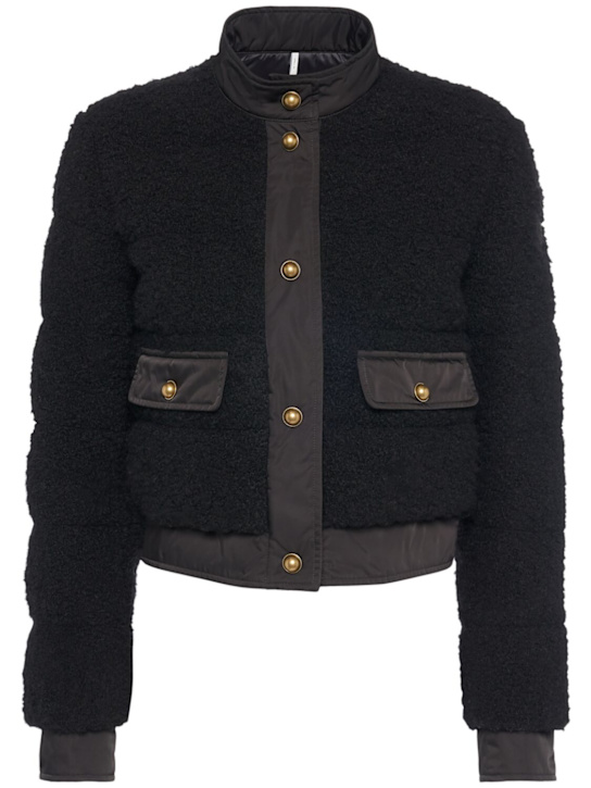 Moncler: Blandy wool blend bouclé down jacket - Black - women_0 | Luisa Via Roma