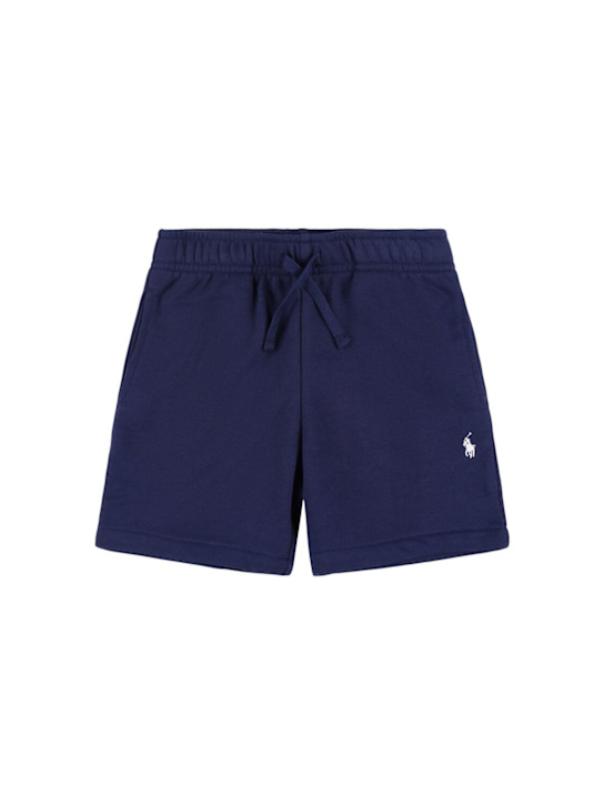 Polo Ralph Lauren: Shorts in felpa con ricamo logo - Blu Scuro - kids-boys_0 | Luisa Via Roma