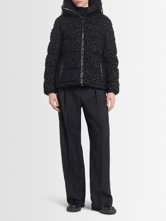 Moncler: Urbel mohair blend tweed down jacket - women_1 | Luisa Via Roma