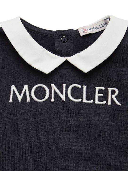 Moncler: Embroidered logo cotton baby romper - kids-boys_1 | Luisa Via Roma