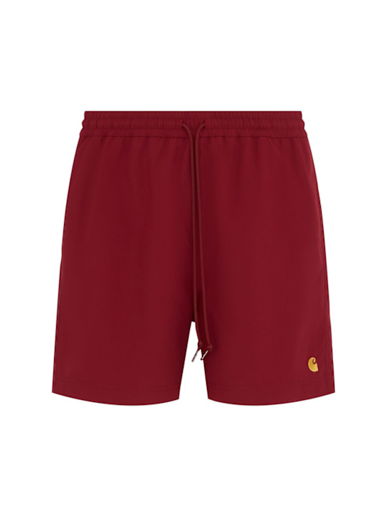 Carhartt WIP: Chase swim shorts - Scarlet/Gold - men_0 | Luisa Via Roma