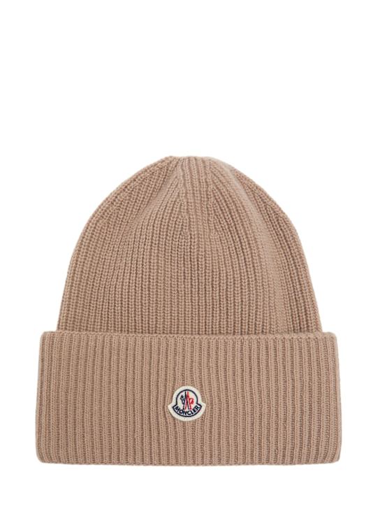 Moncler: Logo wool beanie - women_0 | Luisa Via Roma