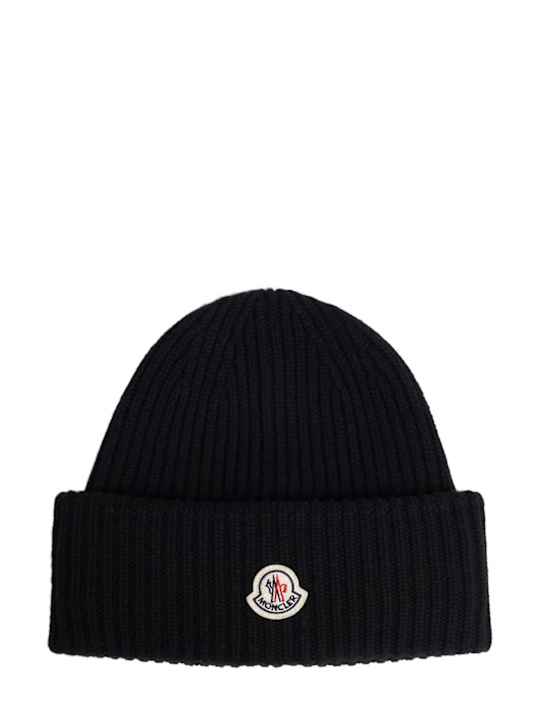 Moncler: Wool & cashmere beanie - Black - men_0 | Luisa Via Roma