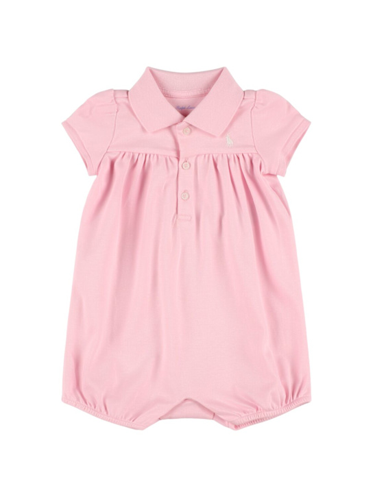 Polo Ralph Lauren: Tutina in cotone con logo - Rosa - kids-girls_0 | Luisa Via Roma
