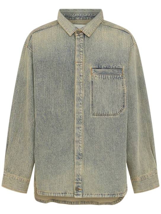 Entire Studios: Herculean denim shirt - Surfacewave - men_0 | Luisa Via Roma