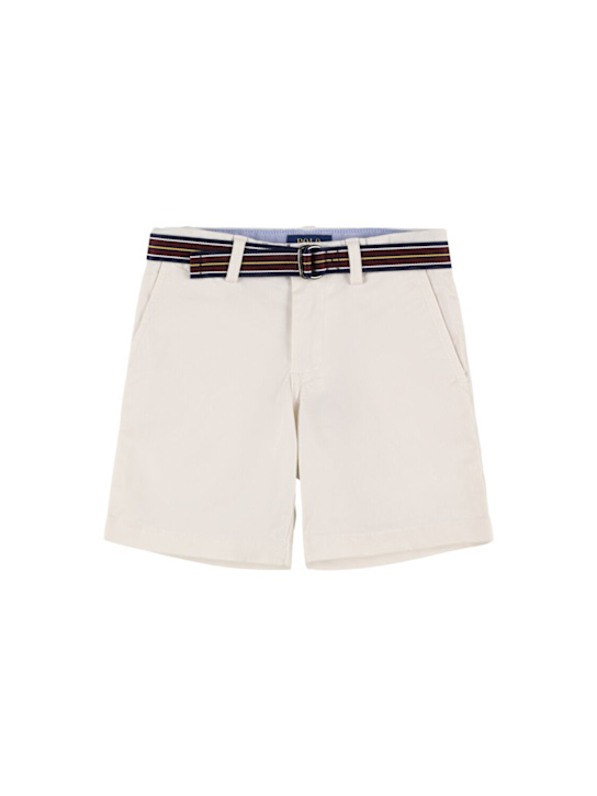Polo Ralph Lauren: Shorts in twill di cotone stretch - Bianco - kids-boys_0 | Luisa Via Roma