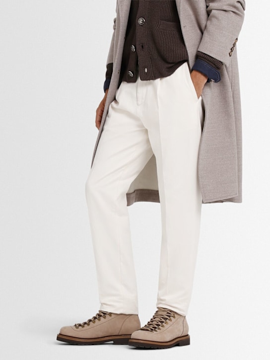 Brunello Cucinelli: Lace-up leather ankle boots - Beige - men_1 | Luisa Via Roma