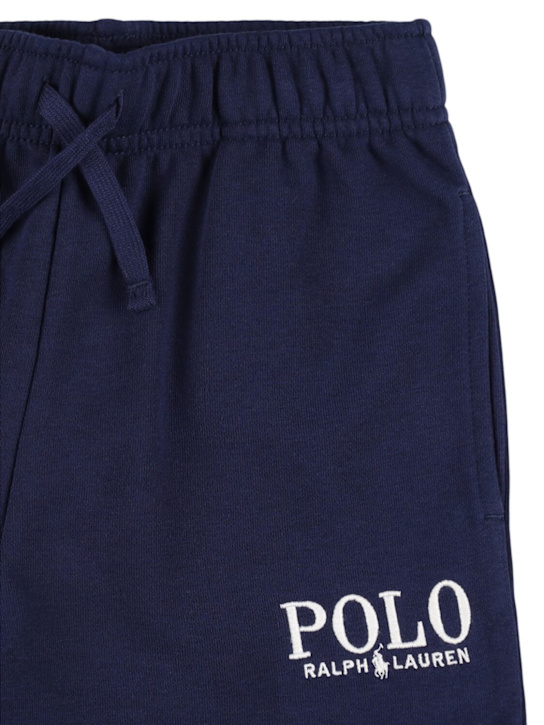 Polo Ralph Lauren: Shorts in felpa con ricamo logo - Blu Scuro - kids-boys_1 | Luisa Via Roma