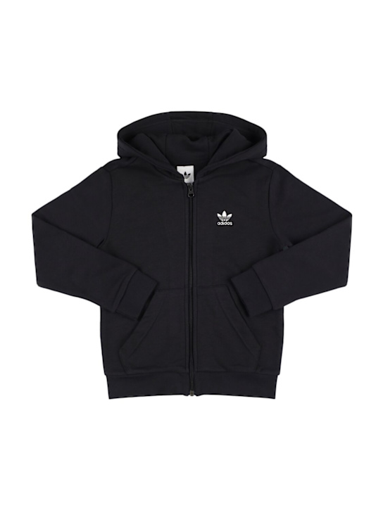 adidas Originals: Sudadera de algodón con capucha - Negro/Blanco - kids-girls_0 | Luisa Via Roma