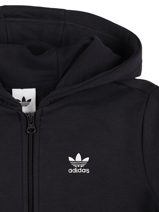 adidas Originals: Sudadera de algodón con capucha - Negro/Blanco - kids-girls_1 | Luisa Via Roma