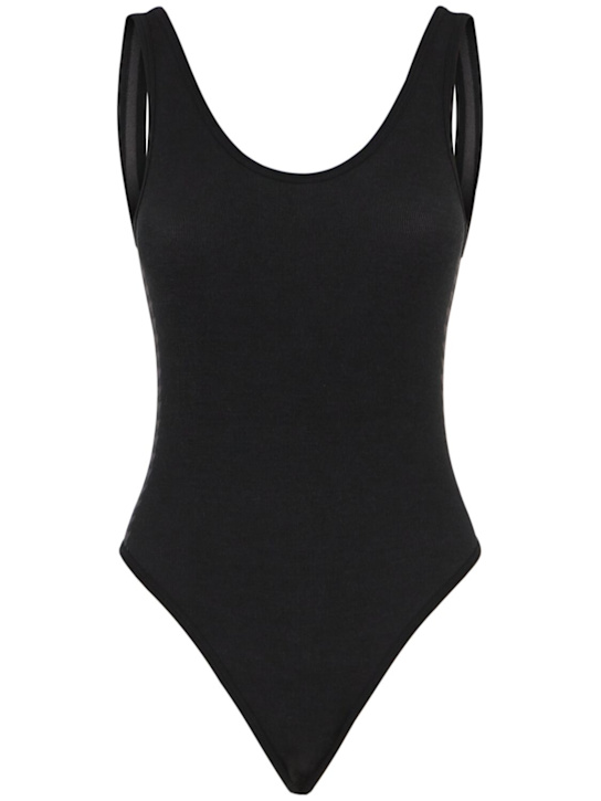 Nagnata: Wool blend bodysuit w/ houndstooth - Black - women_0 | Luisa Via Roma