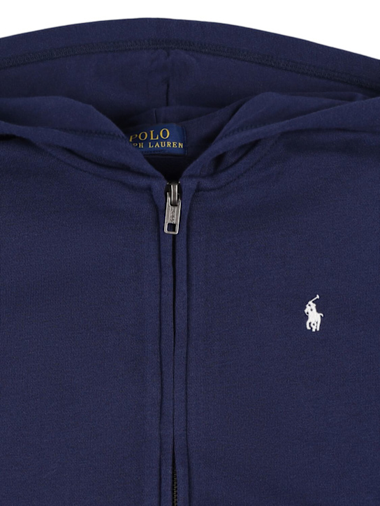 Polo Ralph Lauren: Felpa in misto cotone con zip, cappuccio e logo - kids-girls_1 | Luisa Via Roma
