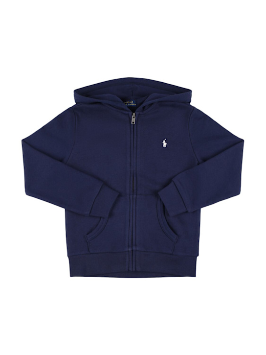 Polo Ralph Lauren: Felpa in misto cotone con zip, cappuccio e logo - kids-girls_0 | Luisa Via Roma