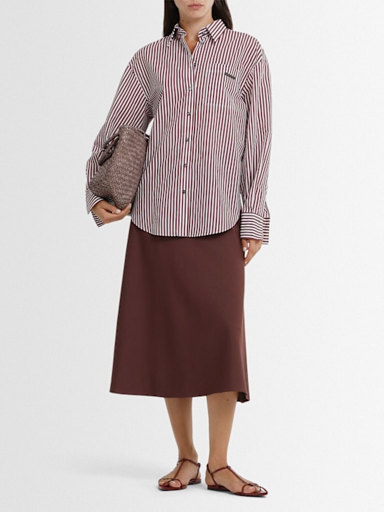Brunello Cucinelli: Midirock aus Wollmischgabardine - Dunkelburgunder - women_1 | Luisa Via Roma