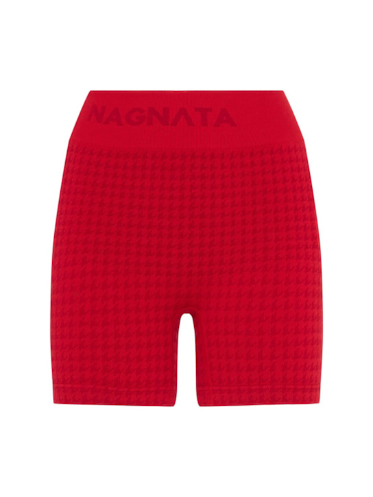 Nagnata: Wool blend houndstooth mini shorts - women_0 | Luisa Via Roma