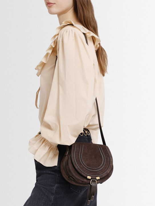Chloé: Marcie suede bag - Kohl Brown - women_1 | Luisa Via Roma