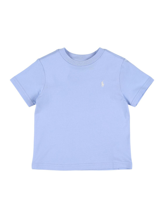 Polo Ralph Lauren: T-shirt in jersey di cotone con logo ricamato - Celeste - kids-boys_0 | Luisa Via Roma