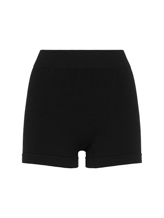 Nagnata: Micro wool blend biker shorts - Black - women_0 | Luisa Via Roma