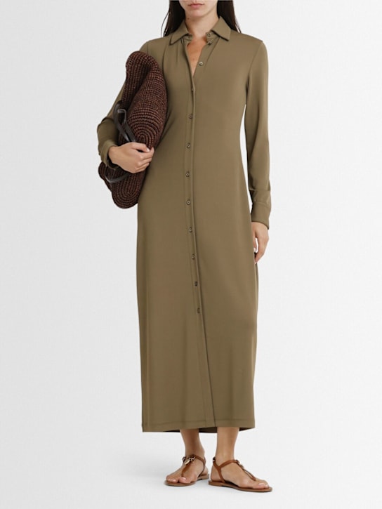 Fluid viscose blend jersey shirt dress - Thumbnail 2